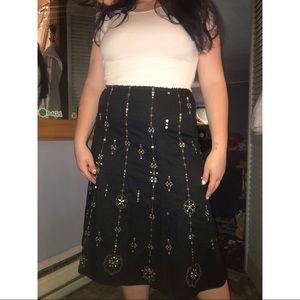 Black Skirt with Gold Embroidery